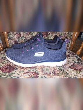 Skechers Navy Slip-On Athletic Sneakers